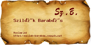 Szilák Barabás névjegykártya